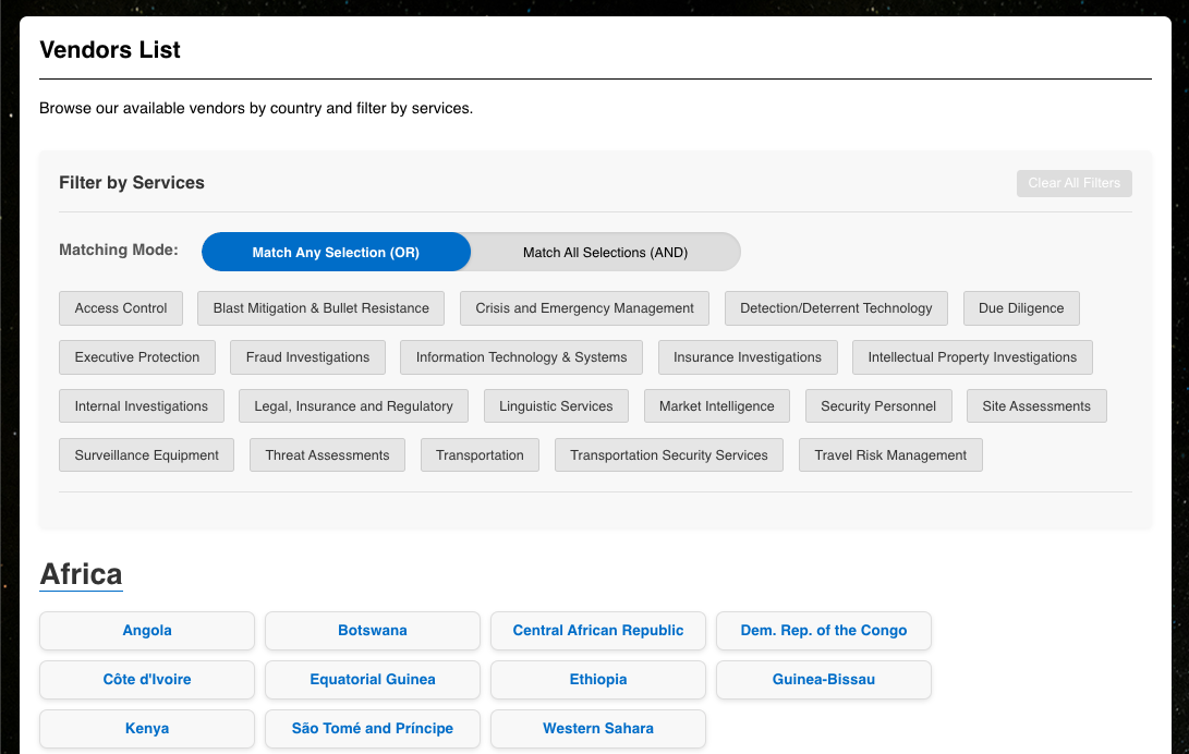 Comprehensive Directory of Global Security Services Database List - Aegis Exchange